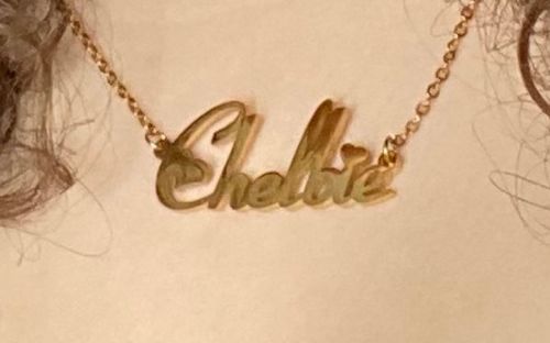 Customer photo review of 18K Gold Custom Name Necklace