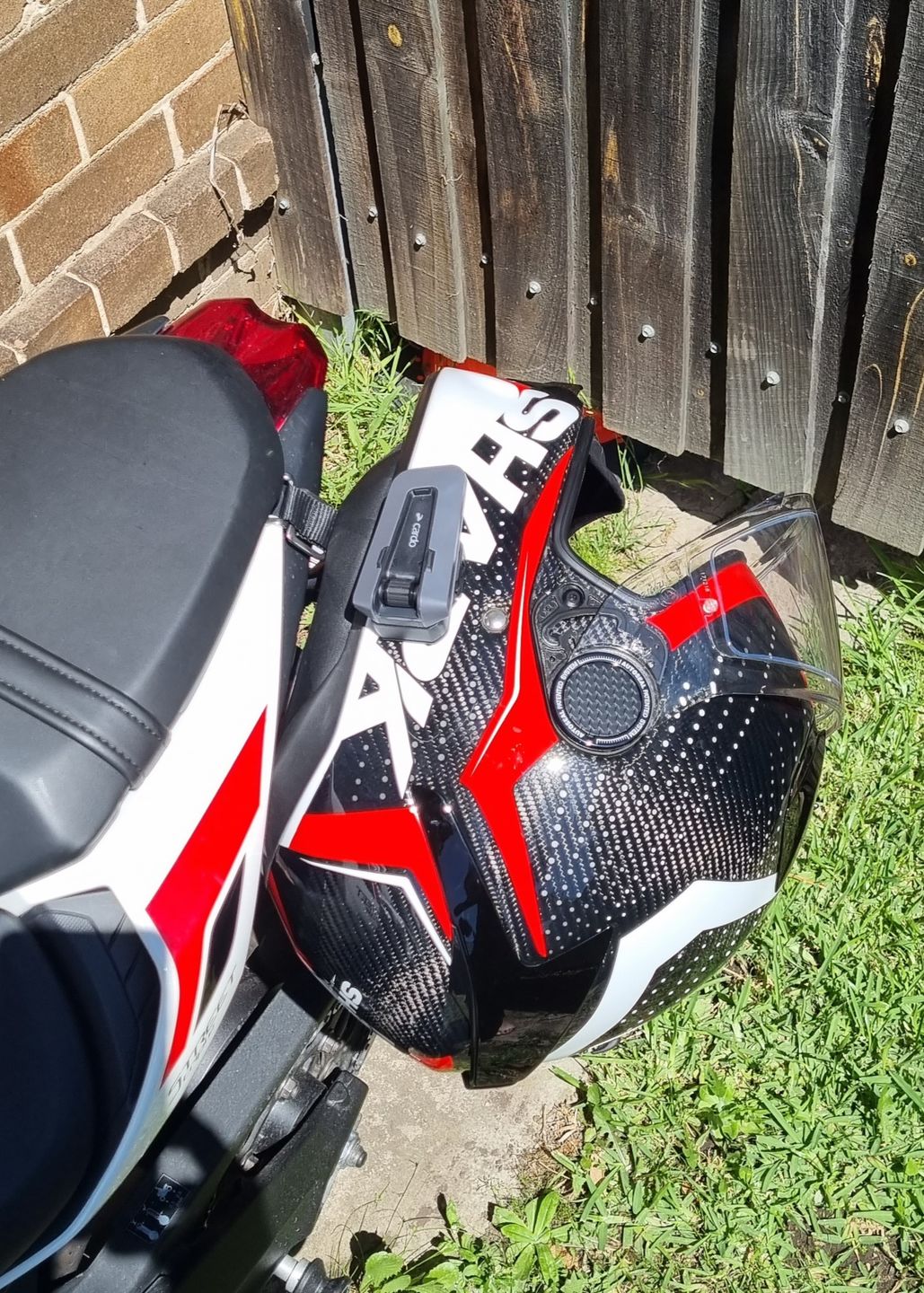 Customer photo review of Triumph Street Triple Helmet Hook (lock)