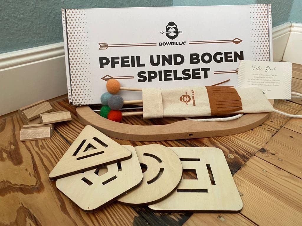 Customer photo review of Pfeil und Bogen Kinder Holzspielzeug mit 5 Pfeilen, Köcher und 3 Zielscheiben