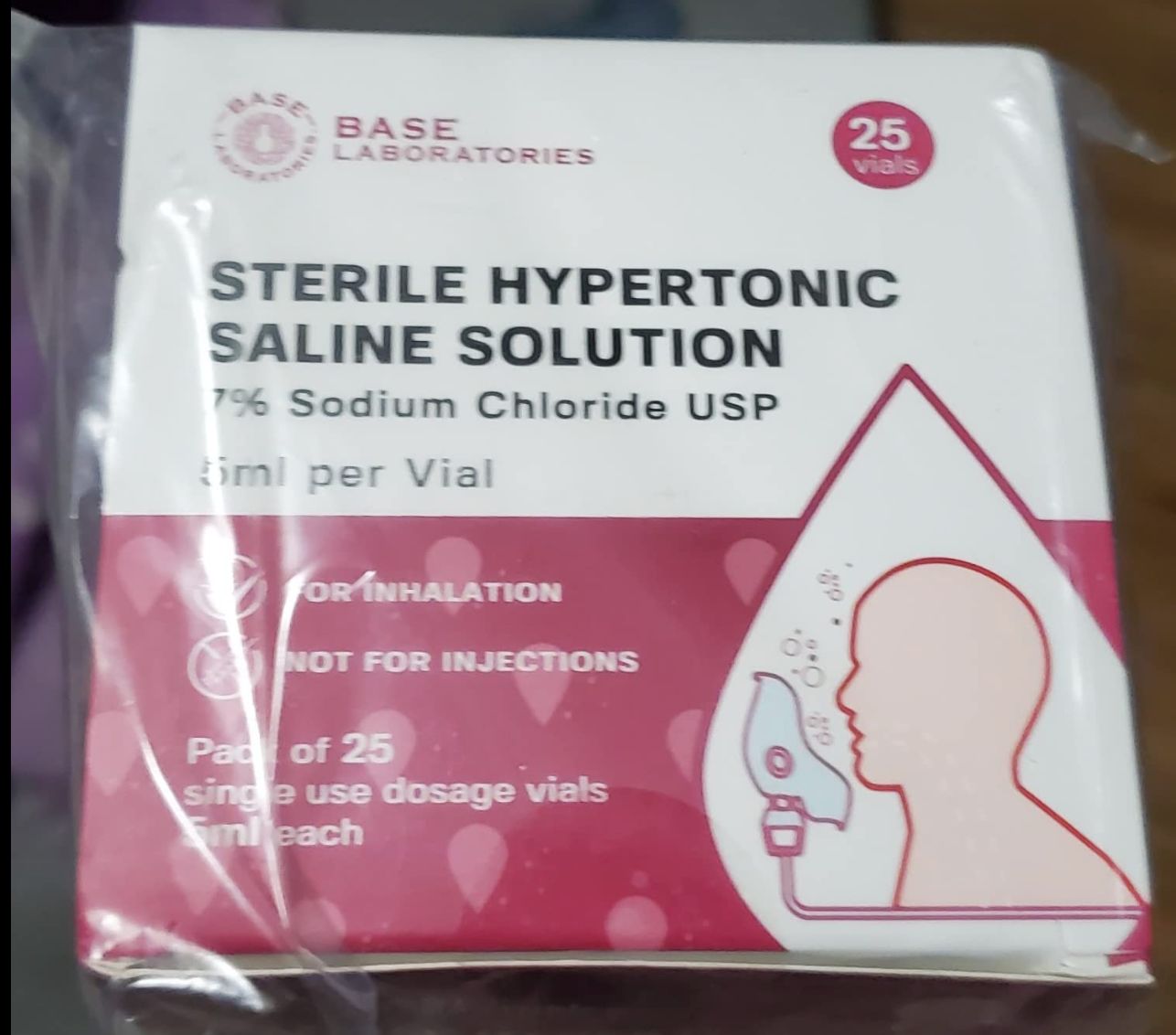 Customer photo review of 7% SALINE SOLUTION FOR NEBULIZER - FOR INHALATION THERAPY  - 25 5ML vials