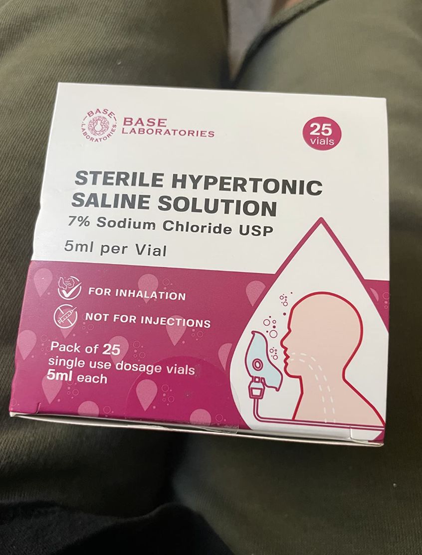 Customer photo review of 7% SALINE SOLUTION FOR NEBULIZER - FOR INHALATION THERAPY  - 25 5ML vials