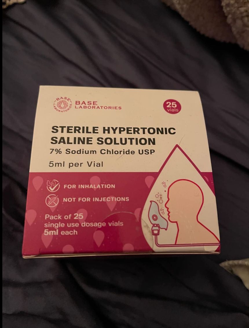 Customer photo review of 7% SALINE SOLUTION FOR NEBULIZER - FOR INHALATION THERAPY  - 25 5ML vials