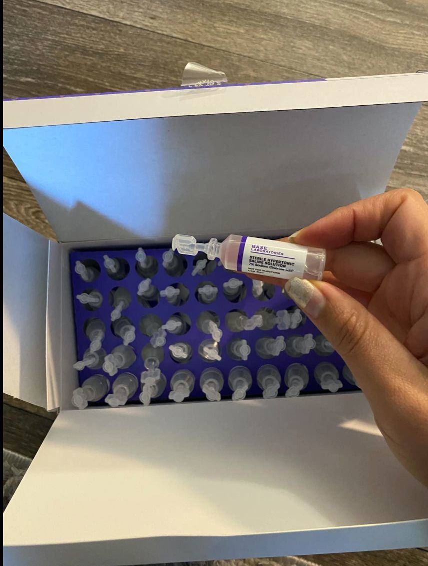 Customer photo review of 7% SALINE SOLUTION FOR NEBULIZER - FOR INHALATION THERAPY  - 50 5ML vials