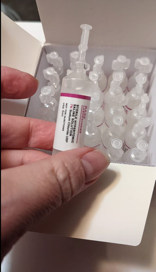 Customer photo review of 7% SALINE SOLUTION FOR NEBULIZER - FOR INHALATION THERAPY  - 25 5ML vials