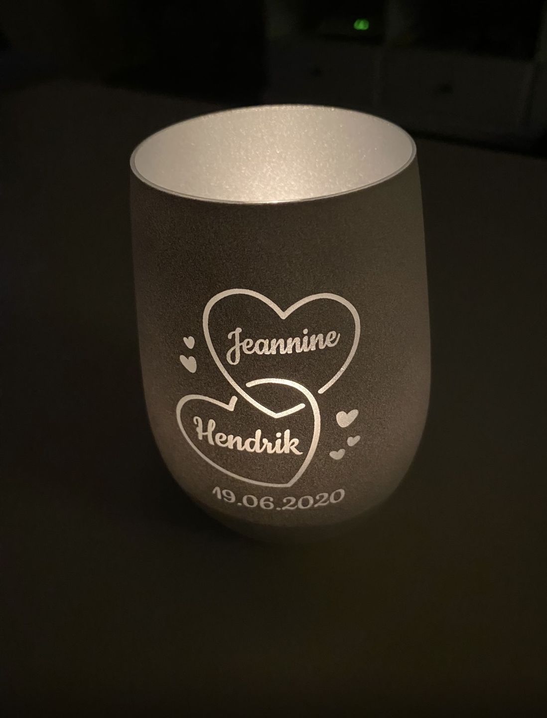 Customer photo review of Zwei Herzen - Paar-Windlicht
