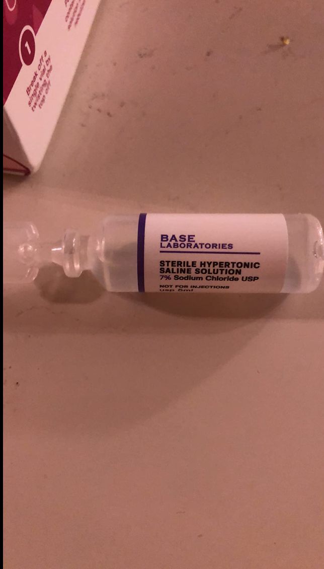 Customer photo review of 7% SALINE SOLUTION FOR NEBULIZER - FOR INHALATION THERAPY  - 25 5ML vials