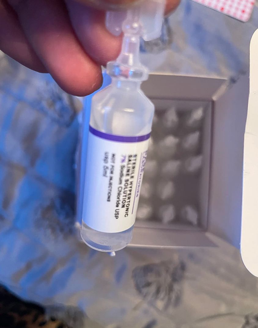 Customer photo review of 7% SALINE SOLUTION FOR NEBULIZER - FOR INHALATION THERAPY  - 25 5ML vials