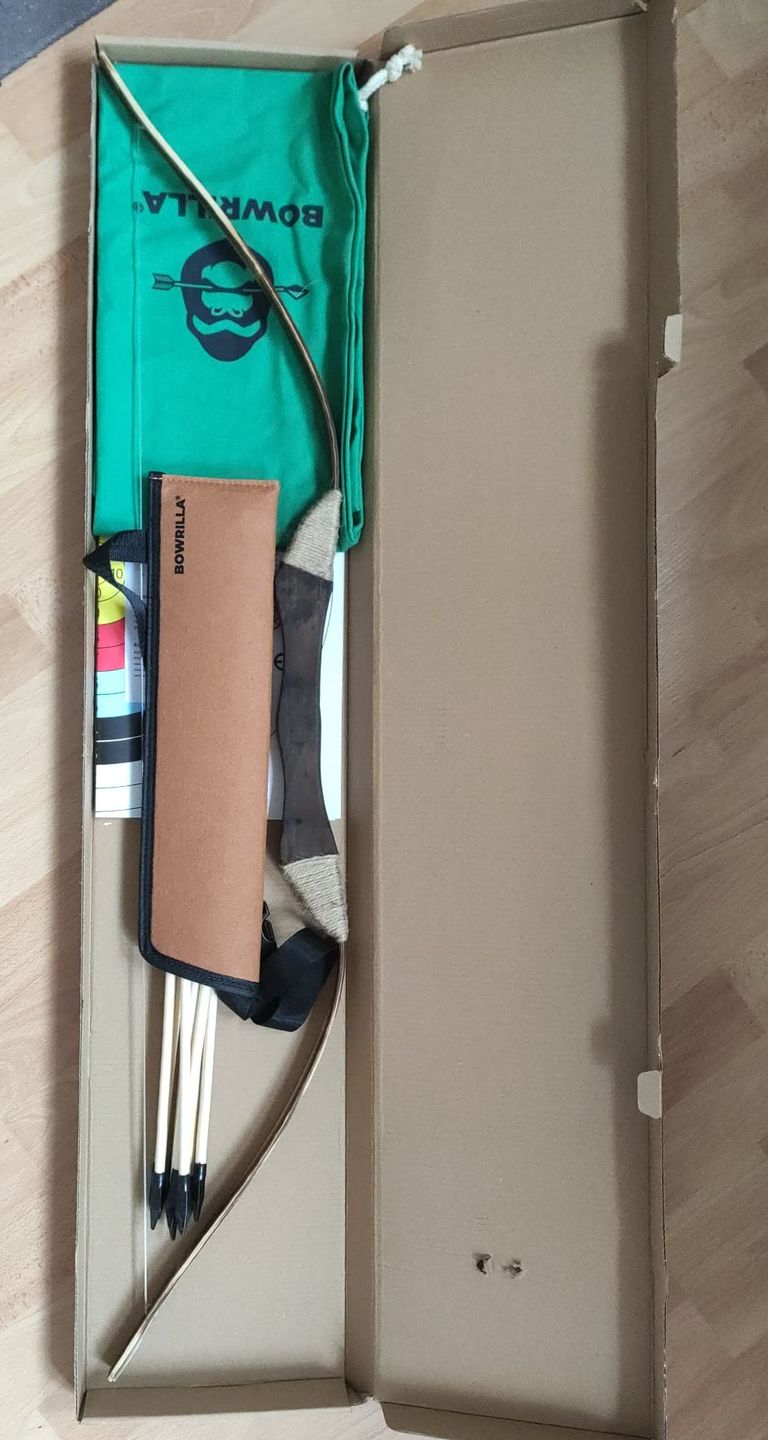 Customer photo review of Holzbogen Set mit 10 Pfeilen, Köcher, 3 Zielscheiben und Aufbewahrungstasche