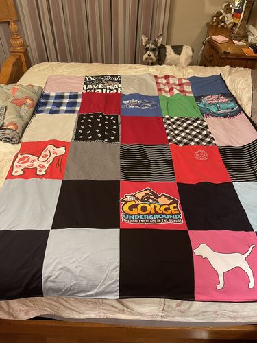 T-shirt quilt with outdoor activities, live music themes by Cindy from KY
