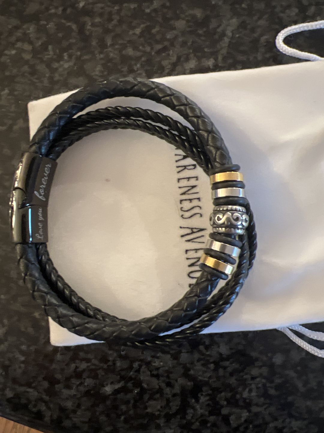 Customer photo review of Love You Forever | Men's Leather Gift Bracelet