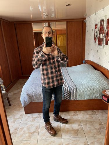 Customer photo review of Chemise à carreaux en twill de coton