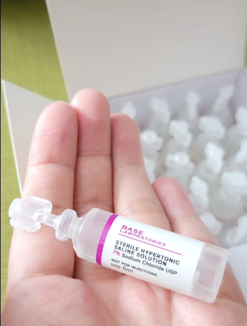 Customer photo review of 7% SALINE SOLUTION FOR NEBULIZER - FOR INHALATION THERAPY  - 25 5ML vials