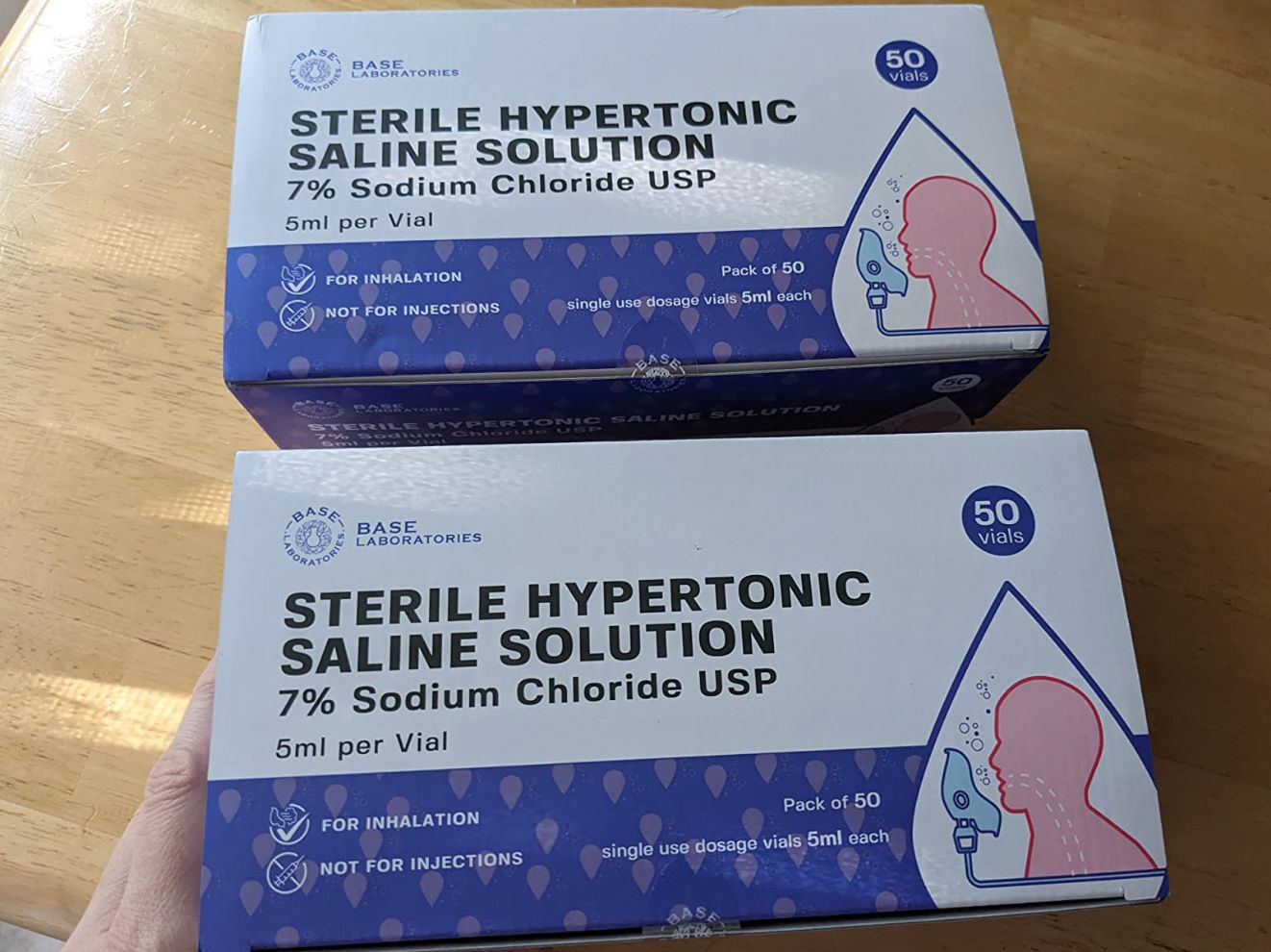 Customer photo review of 7% SALINE SOLUTION FOR NEBULIZER - FOR INHALATION THERAPY  - 50 5ML vials