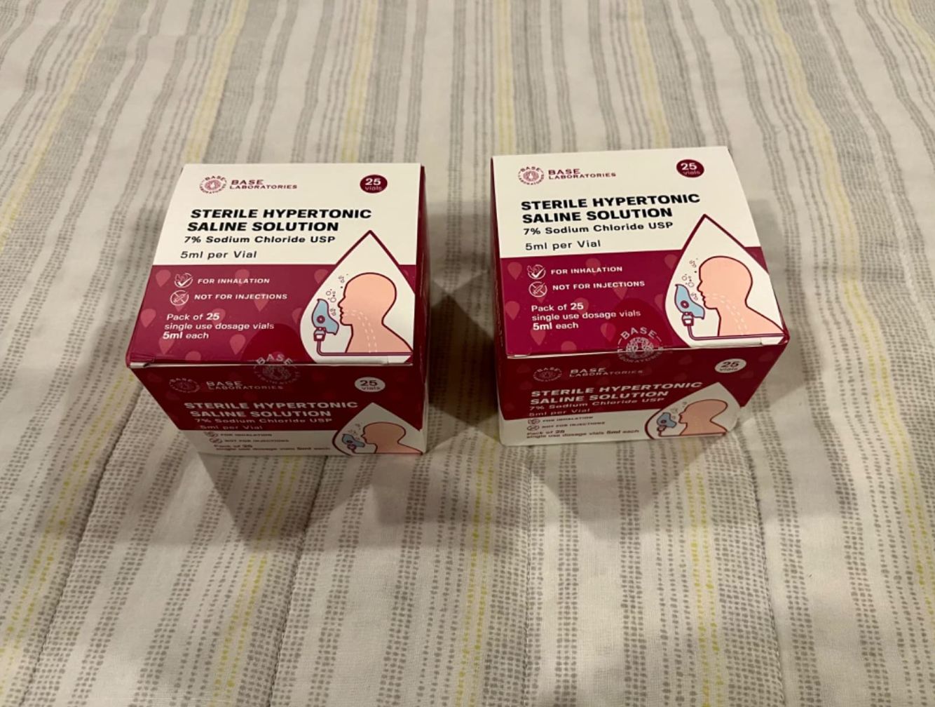 Customer photo review of 7% SALINE SOLUTION FOR NEBULIZER - FOR INHALATION THERAPY  - 25 5ML vials