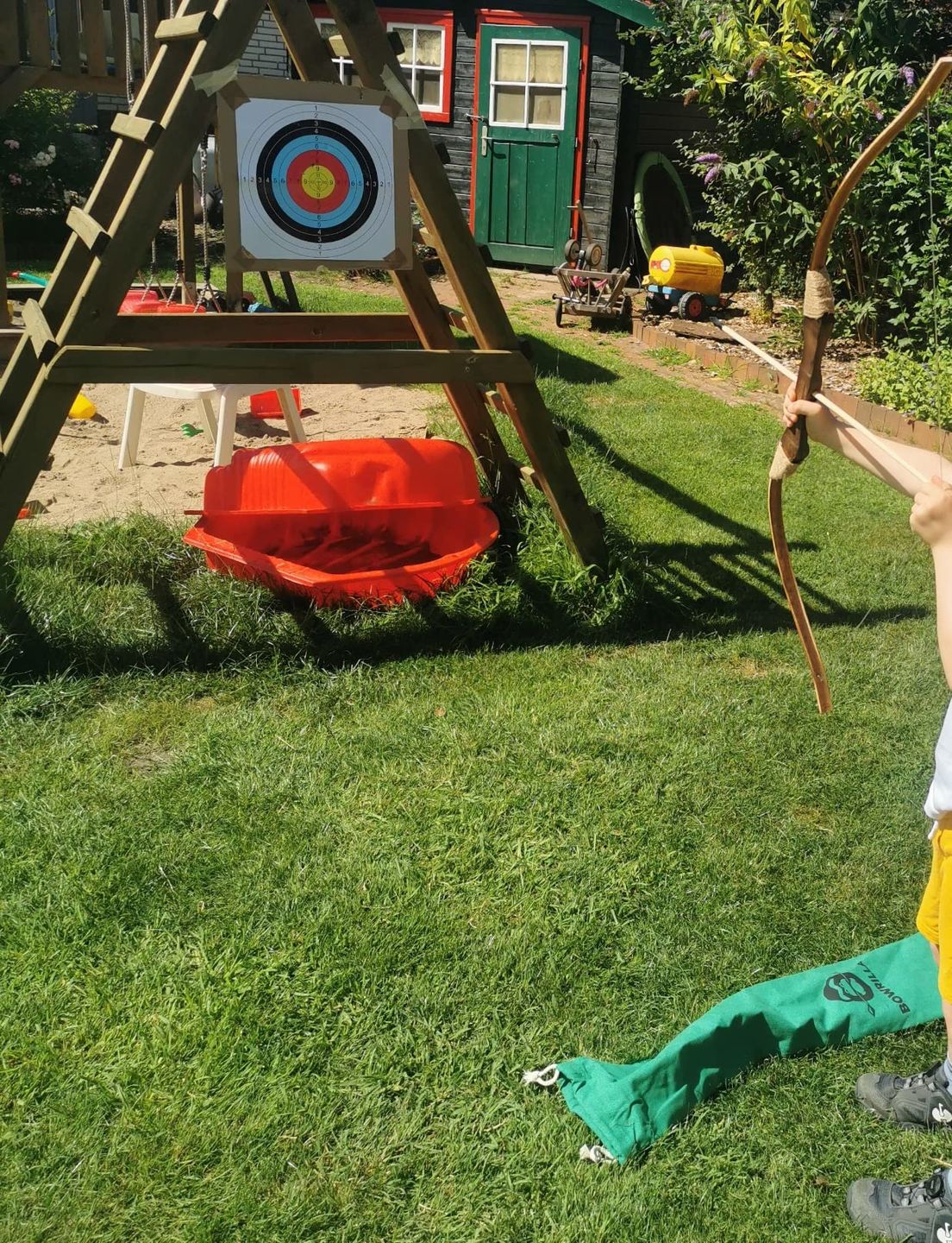 Customer photo review of Holzbogen Set mit 10 Pfeilen, Köcher, 3 Zielscheiben und Aufbewahrungstasche