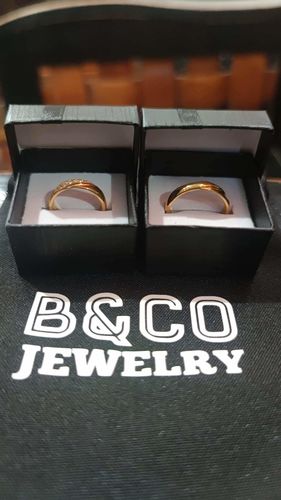 Customer photo review of Burgundy Wedding Rings