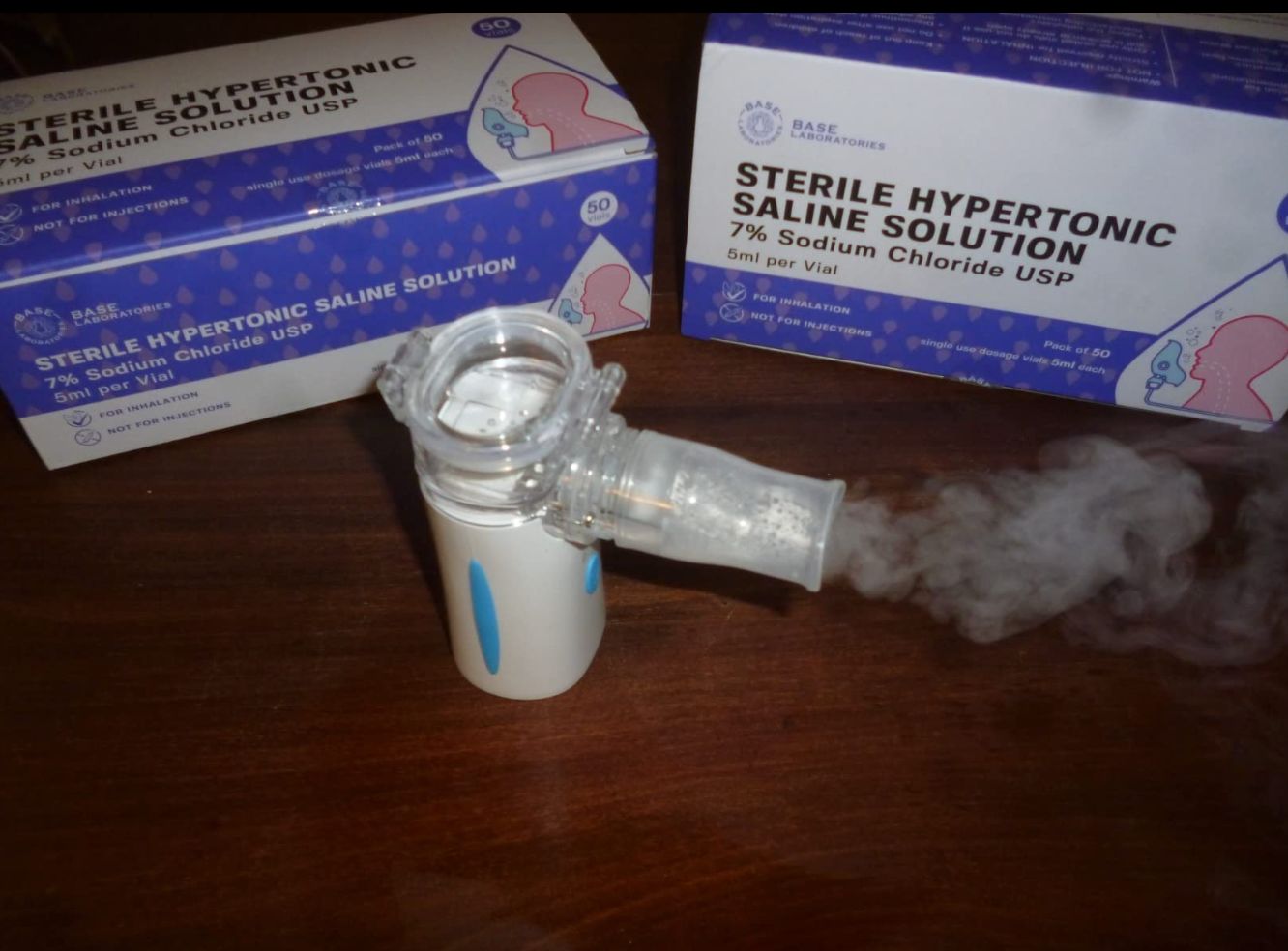 Customer photo review of 7% SALINE SOLUTION FOR NEBULIZER - FOR INHALATION THERAPY  - 50 5ML vials