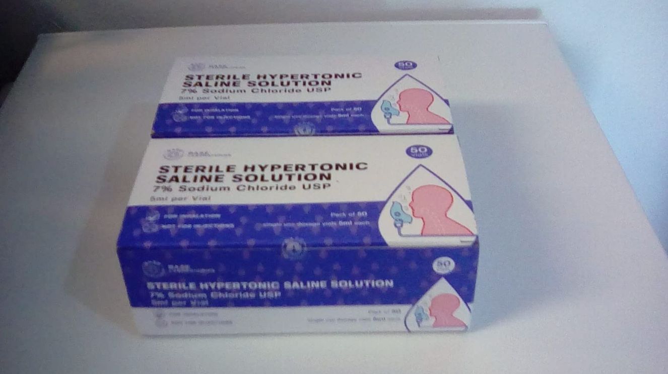 Customer photo review of 7% SALINE SOLUTION FOR NEBULIZER - FOR INHALATION THERAPY  - 50 5ML vials