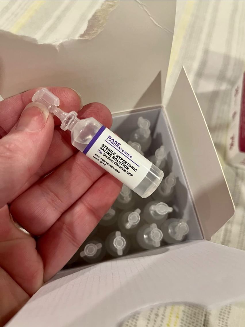 Customer photo review of 7% SALINE SOLUTION FOR NEBULIZER - FOR INHALATION THERAPY  - 25 5ML vials
