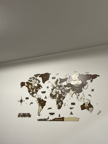 Customer photo review of 3D Wooden Multilayered World Map with States and Capitals v2