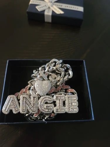 Customer photo review of Pink & Silver Cuban Chains