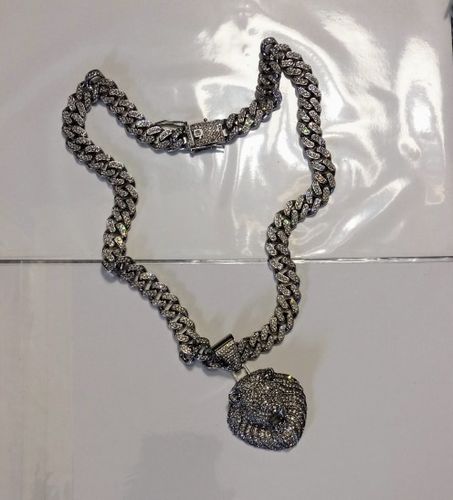 Customer photo review of Iced Lion Pendant Necklace (24 inches)