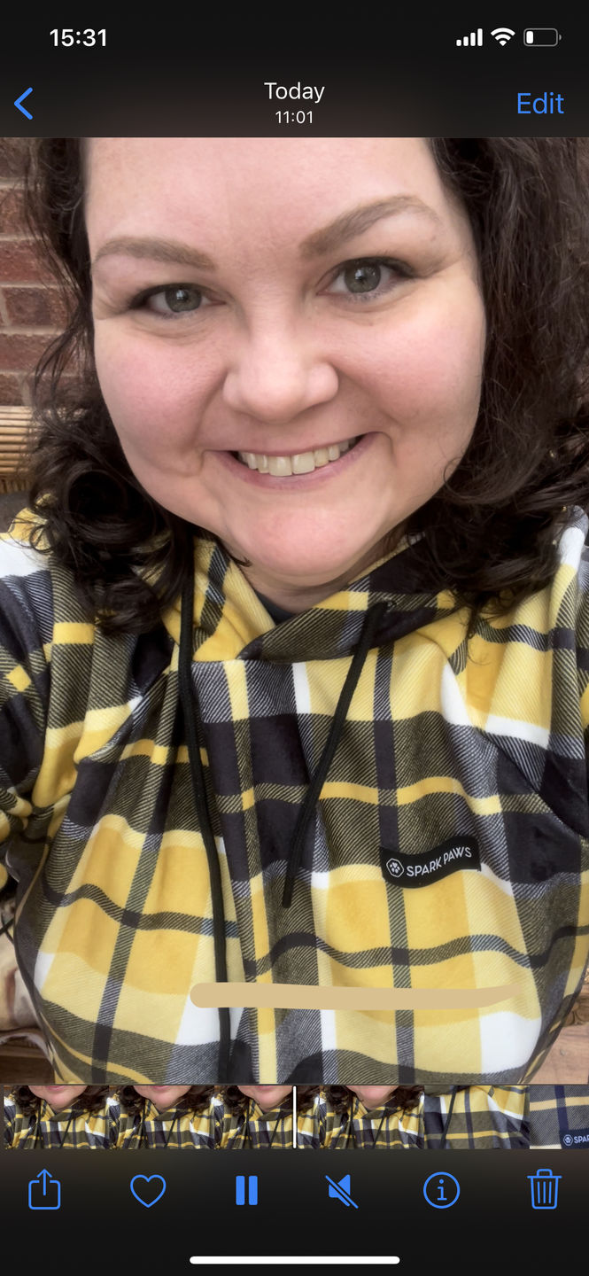 Customer photo review of Yellow Plaid Human Hoodie