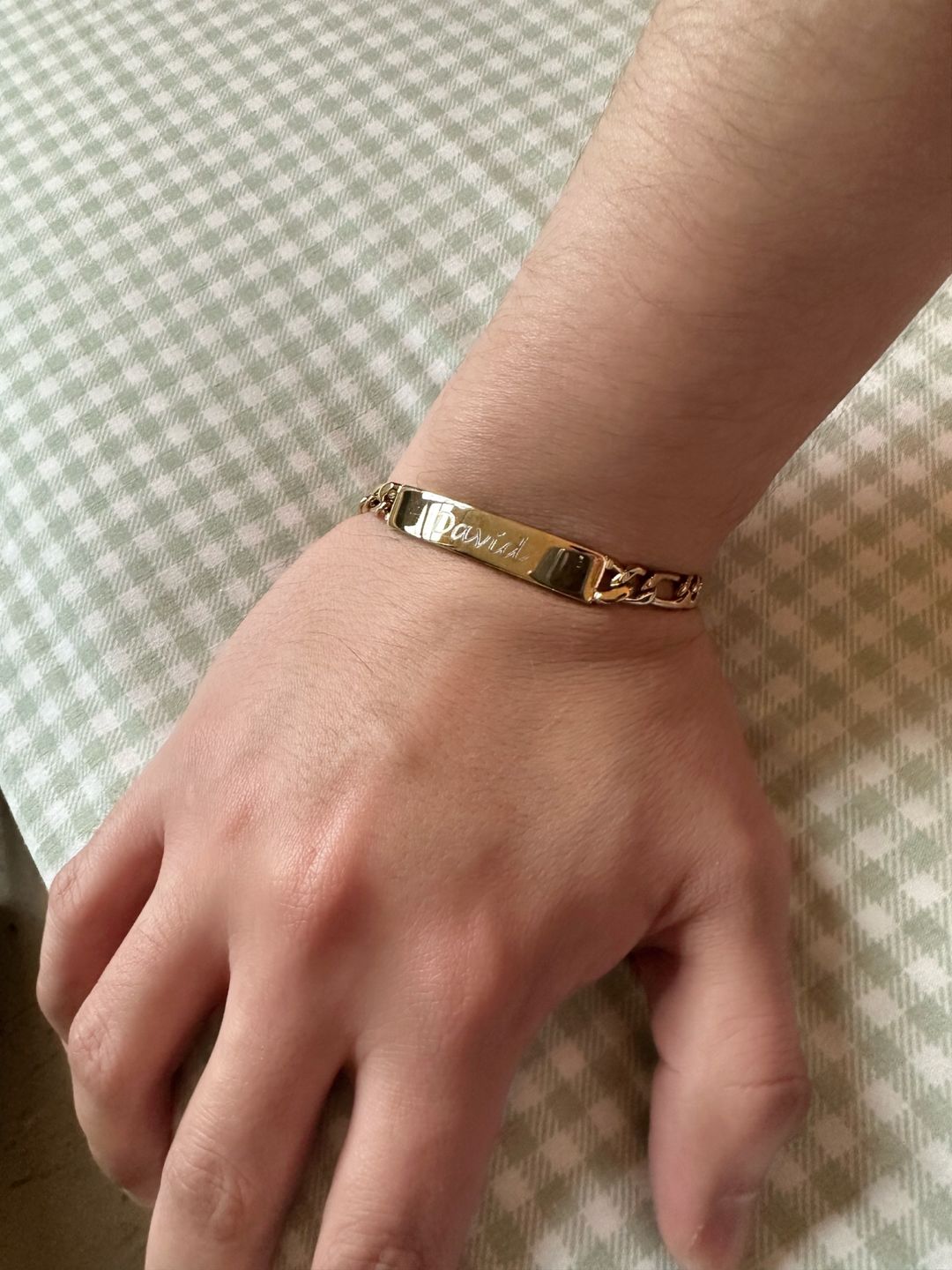 Customer photo review of 7mm Figaro Link ID Bracelet