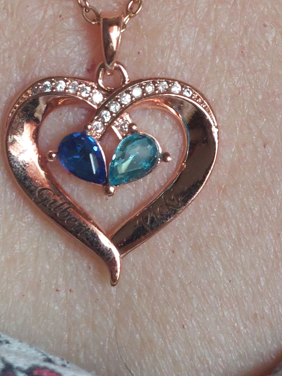 Customer photo review of Valentine's Day Gift Forever Love Birthstone & Diamond Heart Pendant Necklace