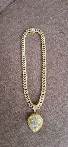 Customer photo review of Iced Lion Pendant Necklace (24 inches)