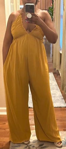Customer photo review of Halter Wide-Leg Jumpsuit---shipped on Mar.14