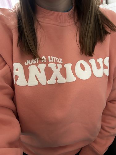 Customer photo review of Coral Just A Little Anxious Crewneck