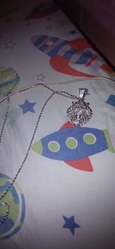 Customer photo review of Iced Lion Pendant Necklace (24 inches)