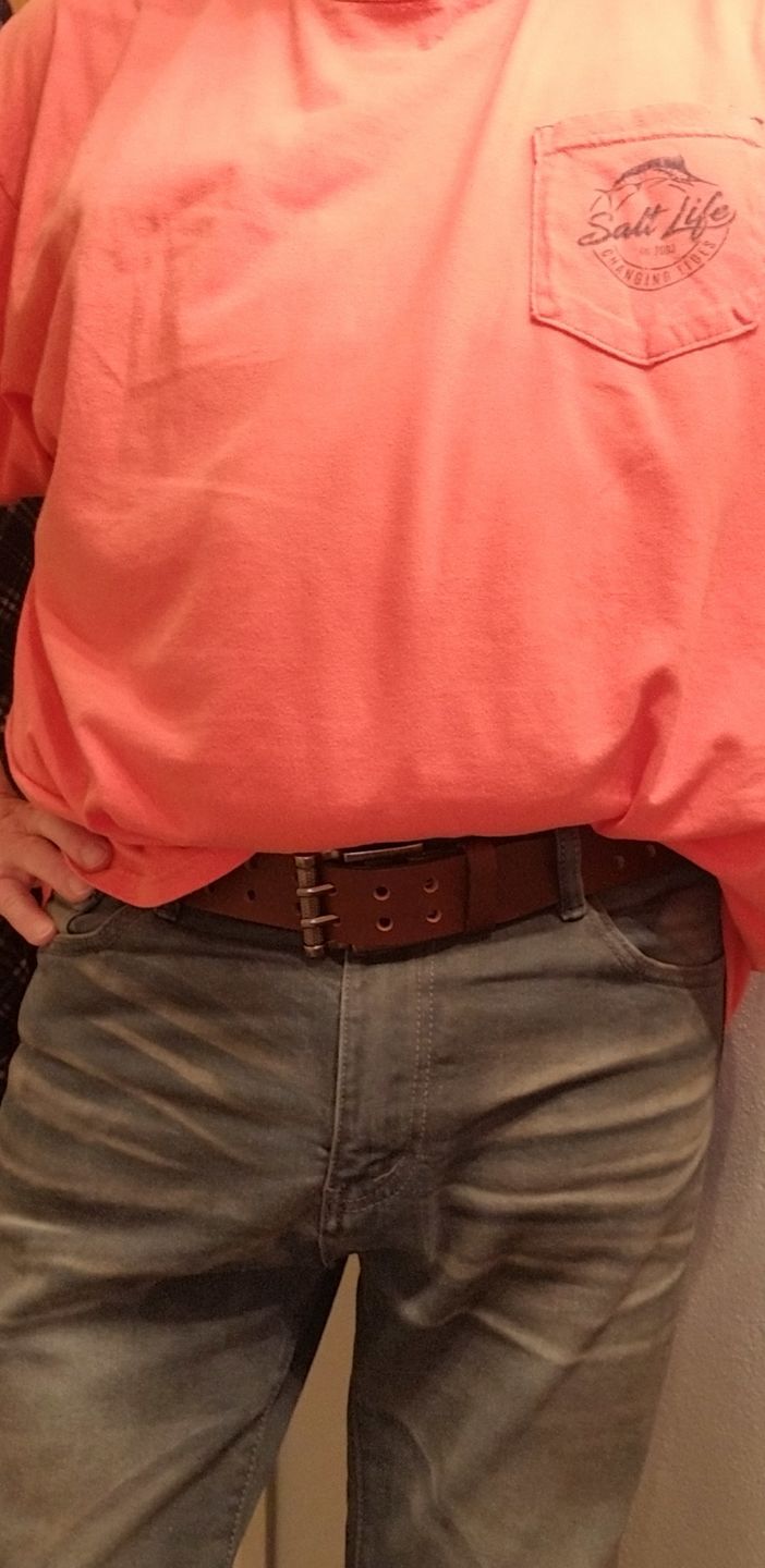 Customer photo review of Brown Double Hole Full Grain Leather Belt