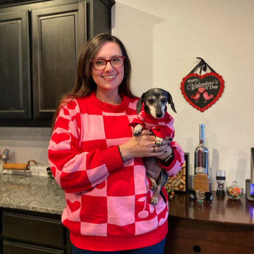 Customer photo review of Oversized Human Knitted Love Sweater