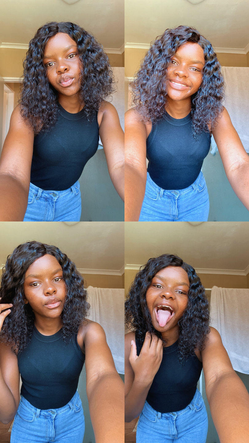 Customer photo review of Glueless Side Part Peruvian curly 12inch