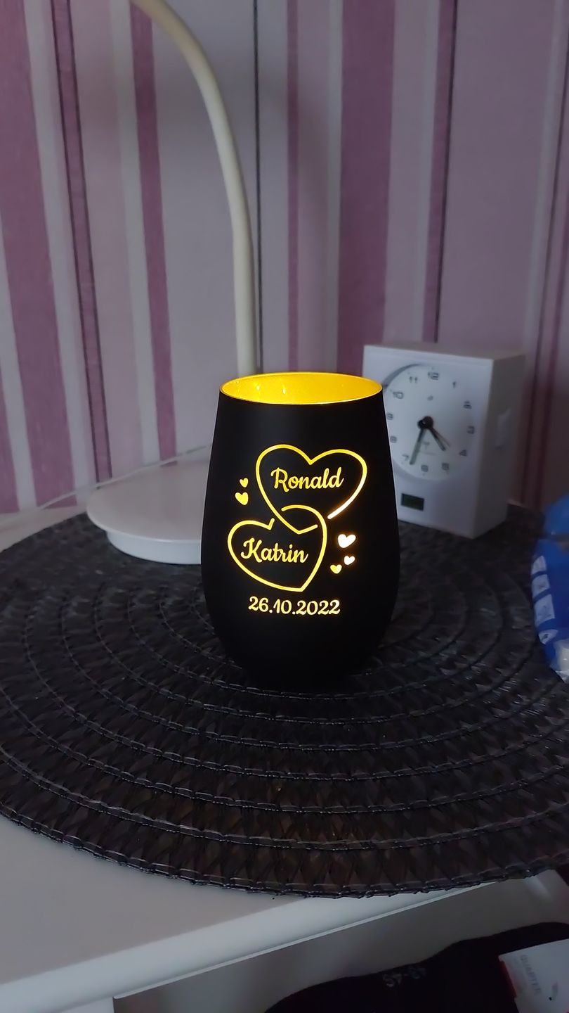 Customer photo review of Zwei Herzen - Paar-Windlicht