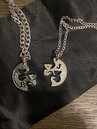 Customer photo review of Koala Bear Necklaces, BFF or Couples Necklaces, Hand Cut Coin
