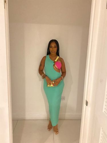 Customer photo review of Three-Tone Ribbed Dress