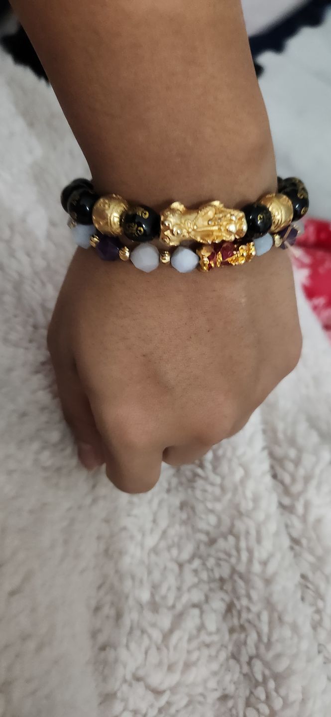 Customer photo review of Wealth Pixiu Charm in Natural Amethyst Bracelet