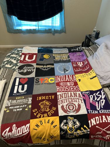 T-shirt quilt featuring indiana pacers, indiana hoosiers by Jennifer from IN