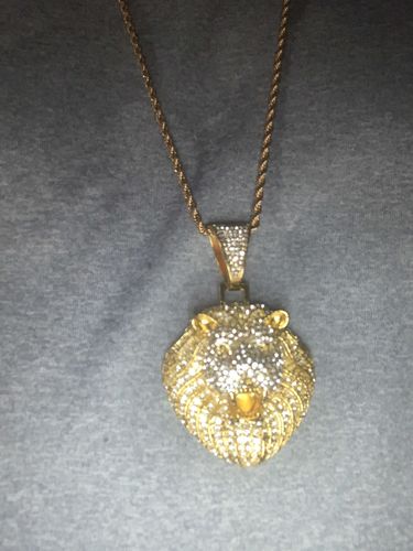 Customer photo review of Iced Lion Pendant Necklace (24 inches)