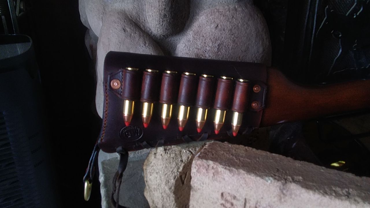 Customer photo review of Leather Cartridge Loops Stitching Guide - Free Printable Template