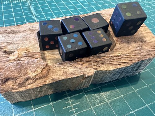 Customer photo review of Raised Holographic Obsidian Gemstone Pips DnD D&D D6 Dice