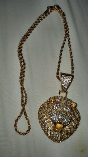 Customer photo review of Iced Lion Pendant Necklace (24 inches)