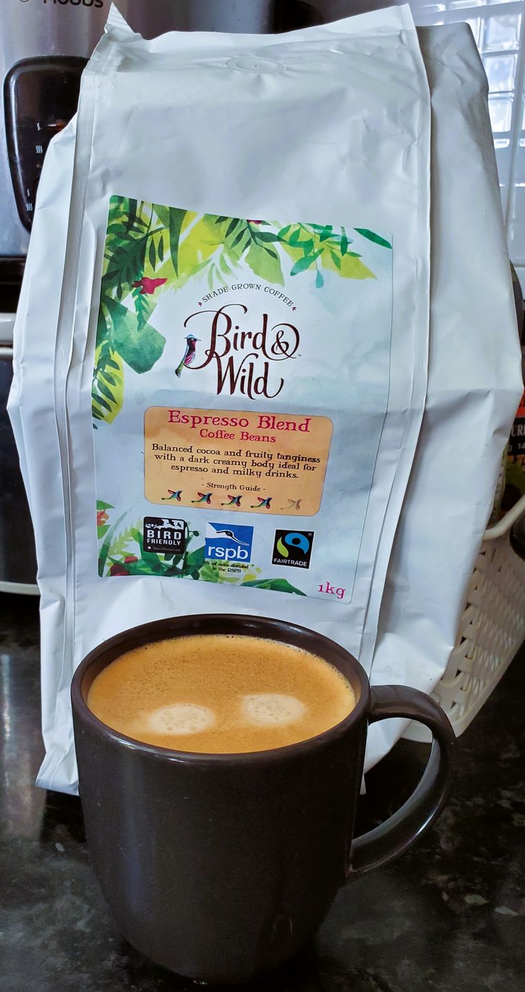 Customer photo review of Bird & Wild Organic RSPB Coffee, Signature Espresso Blend, 1kg, Whole Bean