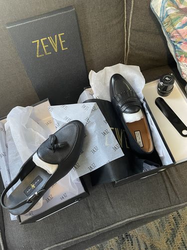 Customer photo review of Mules Belgian Tassel Slingback Strap - Black Pebble Grain Leather