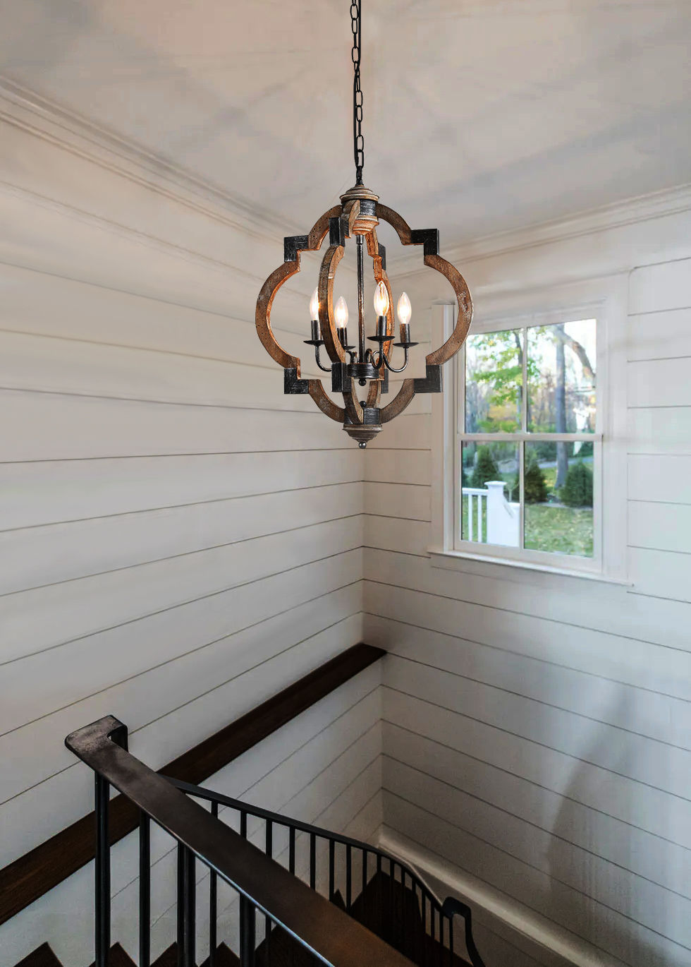 Customer photo review of 4-Light Round Lantern Globe Pendant Light
