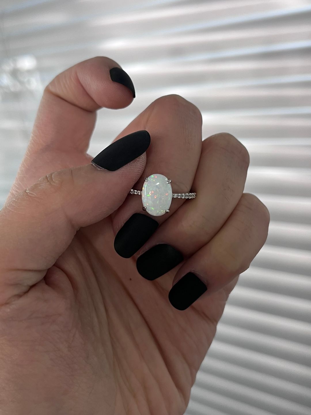 Customer photo review of Louily Elegant Oval Cut Opal Stone Engagement Ring In Sterling Silver