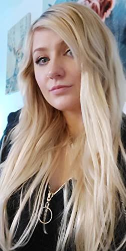 Customer photo review of Moresoo Double Weft Clip In Remy Human Blonde Brazilian Hair Extension(#60A)